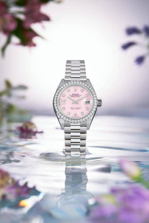 Pink Opal & Diamonds Embellish The UK 1:1 Fake Rolex Oyster Perpetual Lady-Datejust Watches